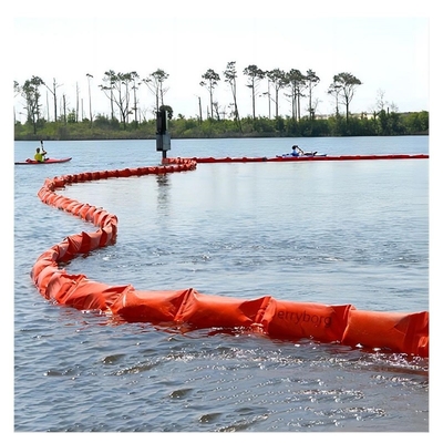 Boom de contención de PVC flotante naranja para fugas de vertidos en el campo de agua